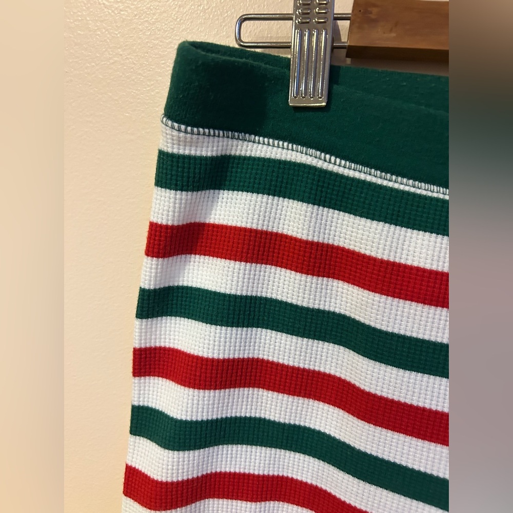 Striped Women's M petite waffle knit long underwear pajama bottom pants